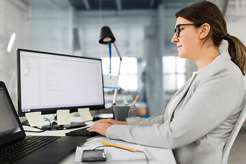 Image showing businesswoman with computer working at office