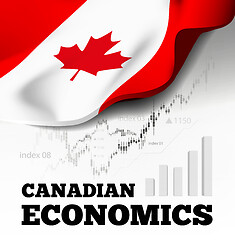 Image showing Canadian economics. Vector illustration with Canada flag on background.