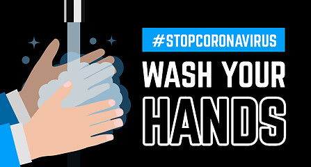 Image showing Wash your hand. Vector flat illustration on black