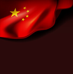 Image showing Waving flag of china. Vector illustration on dark background