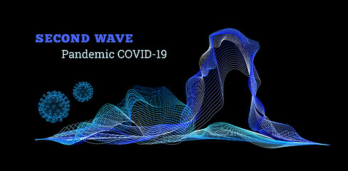 Image showing Second wave covid-19. Vector illustration on black