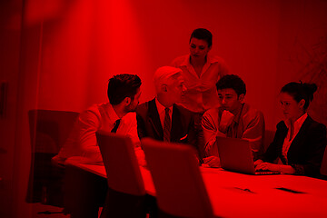 Image showing business people group on meeting at modern startup office