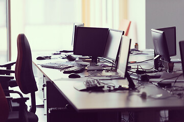 Image showing empty office with modern computers