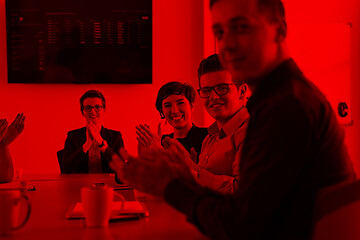 Image showing Group of young people meeting in startup office