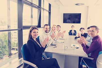 Image showing Group of young people meeting in startup office