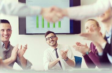 Image showing business womans handshake