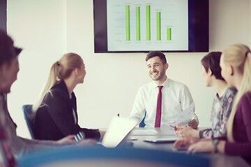 Image showing young business people group on meeting at office