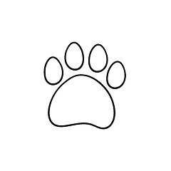 Image showing Paw print hand drawn sketch icon.