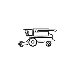 Image showing Combine harvester hand drawn sketch icon.