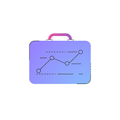 Image showing Neon briefcase with ascending graph line icon.