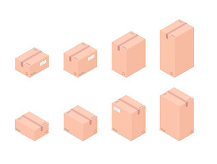 Image showing Set of isometric boxes isolated on white background