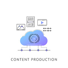 Image showing Neon content production vector line icon.