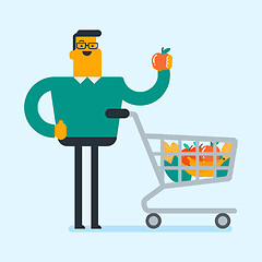 Image showing Caucasian man doing shopping at the grocery shop