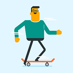 Image showing Caucasian white man riding a skateboard.