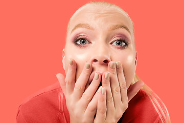 Image showing Portrait of the scared woman on coral