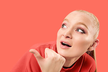 Image showing Portrait of the scared woman on coral