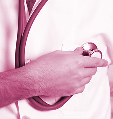 Image showing Portrait of a young doctor with stethoscope.