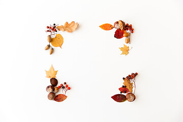 Image showing autumn leaves, chestnuts, acorns and berries frame