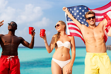 Image showing friends at american independence day beach party