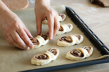 Image showing process of making yeast dough buns