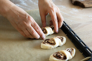 Image showing process of making yeast dough buns