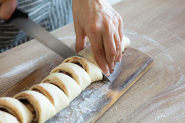 Image showing process of making yeast dough buns