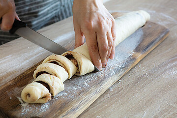 Image showing process of making yeast dough buns