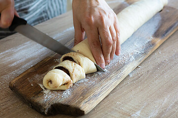 Image showing process of making yeast dough buns