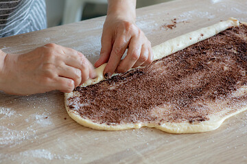 Image showing process of making yeast dough rolls 