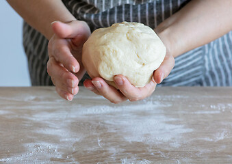 Image showing yeast dough and human arms