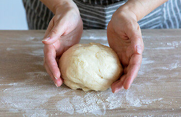 Image showing yeast dough and human arms