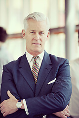 Image showing portrait of handsome senior business man at modern office