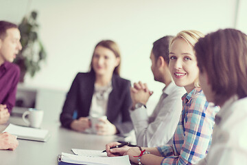 Image showing Group of young people meeting in startup office