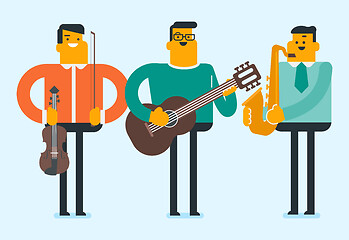 Image showing Band of musicians playing the musical instruments.