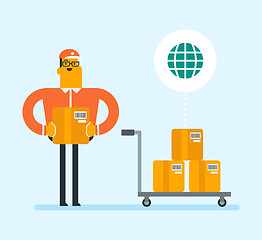 Image showing Business worker of international delivery service.