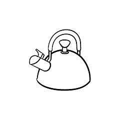 Image showing Kitchen kettle hand drawn sketch icon.
