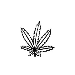 Image showing Marijuana leaf hand drawn sketch icon.