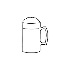 Image showing Mug of beer hand drawn sketch icon.