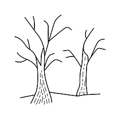 Image showing Dry trees vector line icon.