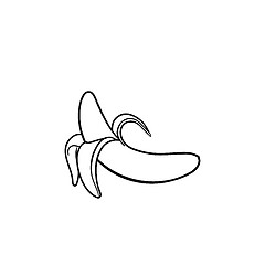 Image showing Half peeled banana hand drawn sketch icon.