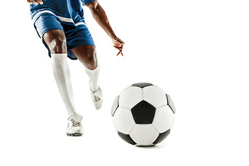 Image showing legs of soccer player close-up isolated on white