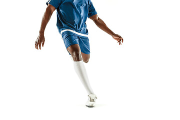 Image showing legs of soccer player close-up isolated on white