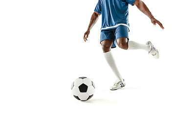 Image showing legs of soccer player close-up isolated on white