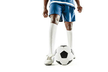 Image showing legs of soccer player close-up isolated on white