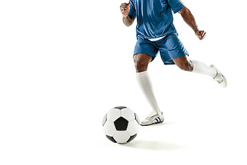 Image showing legs of soccer player close-up isolated on white