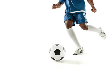 Image showing legs of soccer player close-up isolated on white