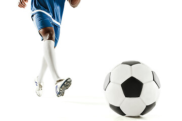 Image showing legs of soccer player close-up isolated on white