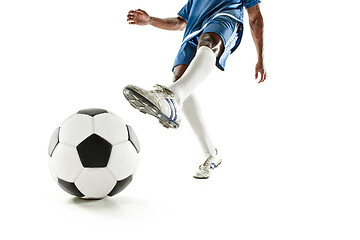 Image showing legs of soccer player close-up isolated on white