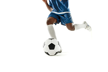 Image showing legs of soccer player close-up isolated on white