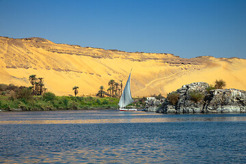 Image showing felucca boat on Nile river in Egypt